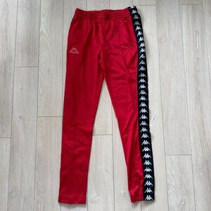 Kappa 222 Banda Slim Fit Track Pants in Red and Black Women’s Size Small